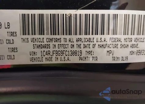 2015 Jeep Grand Cherokee Limited z USA, uszkodzony, nr VIN 1C4RJFBG9FC130819